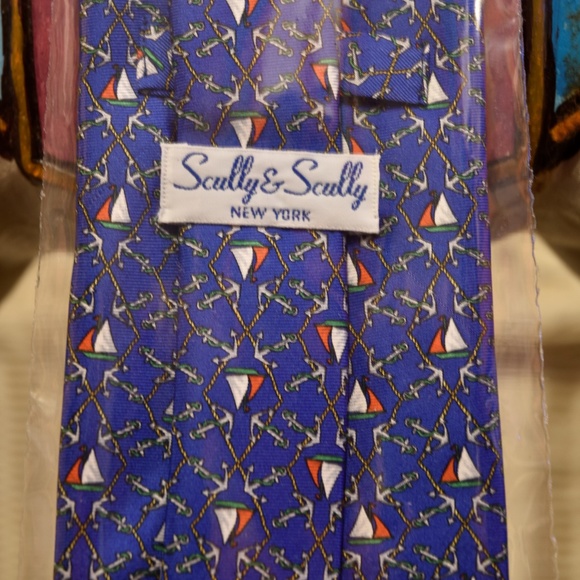 NWOT Scully & Scully Blue Sailboat Tie - Picture 3 of 3